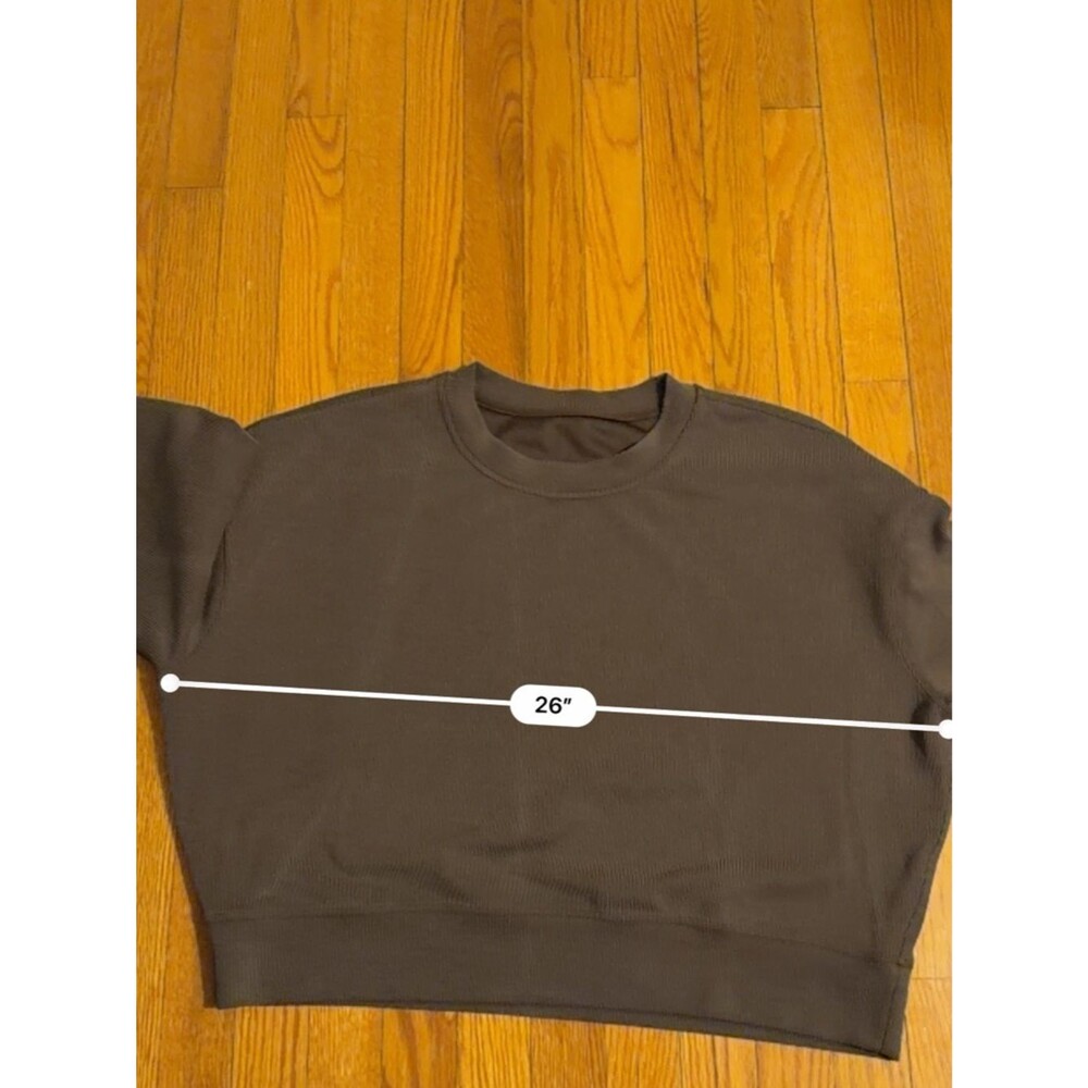 Lululemon Ribbed Softreseme Perfectly Oversized Cropped Crew Espresso Size M - Picture 4 of 4